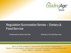 LAI122 - Regulation Summation – Dietary & Food Service